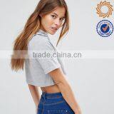 Womens Pullover Crop Top Short Sleeve Hoodies thumbnail-3