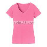Short Sleeve Bulk Deep V-neck Women Cotton Plain Blank Tshirt thumbnail-4