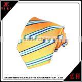 High Quality Brand Men White Other Colored Striped Yellow Silk Tie thumbnail-2