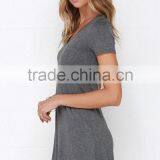 OEM Service v Neck Short Sleeves Shirt Dress Women Casual Dress 2016 thumbnail-4