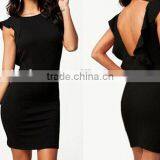 New Fashion Textured Bodycon Dress With Ruffled Backless Hollow Out For Wholesale thumbnail-4