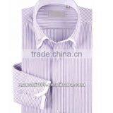 Exclusive Style Yarn Dyed Blue Stripes 100% Natural Cotton Men's Dress Shirt With Double Collar&Cuff thumbnail-3