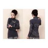 Elegant O Neck Long Sleeve Womens Cashmere Sweaters , Gray Long Sweater for Ladies