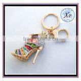 2016 Friendship Gift for Girl Golden Rhinestone High Heel Charm Key Chain Accessory
