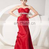New Arrival Red Sweetheart Sleeveless Evening Gowns Beaded Floor Length Ruched Mother Of The Bride Dress thumbnail-1