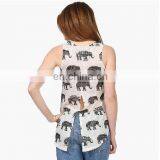 T-WV506 Stylish Womens Elephant Printed Singlet Rayon Tank Tops in Bulk thumbnail-2