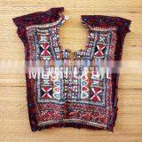 Colourful Indian Vintage Banjara Neck Yoke With Embroidery and Mirror Work Patches