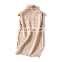 Женский безрукавный вязаный пуловер-жакет из Cashmere с воротником-тюльпаном и рибкой thumbnail-2