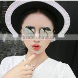 Women Ladies Female Fashionable Custom Black Full Metal Frame Small Round Sunglasses thumbnail-2