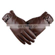 Wholesale Men Genuine Leather Winter Gloves Touch Screen Sheepskin Leather Fashion Gloves thumbnail-1