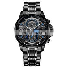 CADISEN 9054 Classic Black Metal Stainless Steel Strap Day Showed Quartz Analog Waterproof Fashion Watch Man
