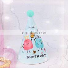 Cute Birthday Hat Plush Ball Happy Birthday Pattern Party Supplies Colorful Adult's Kid's Paper Hat thumbnail-5