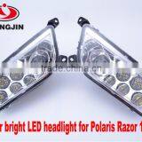 Chrome and Black Led Headlight for Polaris Razor 1000 ATV UTV thumbnail-3