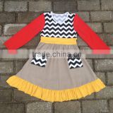 children frocks designs Stripes printing 12 year girl without dress Autumn long-sleeved dress