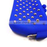 Metal Decor Navy Blue Wallet Photos Durable Retro Coin Purse Silicone Long Purse thumbnail-6