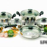 Bakelite Handle 18/8 Stainless Steel Pan Set With Induction Bottom