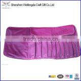 Purple/maroon makeup bag brush pouch soft pu leather for 10 piece set holder