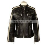 High Quality European Black Leather Jacket Women