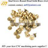 Precision CNC Turning Stud Screw Round Head Solid Brass Rivet