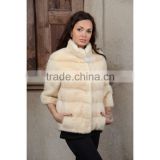 emk1444 classic golden mink fur coat long sleeves