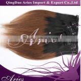 Full Head Clip in Hair Extensions Ombre One Piece 2 Tones Wavy Curly Black Brown Blonde thumbnail-5