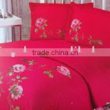 4 Piece Cotton Red Rose Embroidery Bedding Set