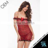 Hot Women Off-shoulder Ruffle Trimmed Night Dress thumbnail-2