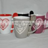 stoneware valentine cup with spoon