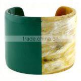 Eco-friendly Blue Lacquer and White Water Buffalo Horn Bracelets thumbnail-1