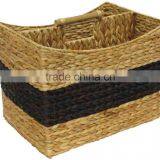 Water Hyacinth Storage Magazine Baskets With Wood Handle