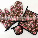 100% polyester print kitchen glove and oven mitts