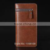 New Brand Leather Purse ID Credit Card Holder Bifold Zipper Long Mens Wallet thumbnail-1
