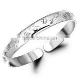 Solid 925 Sterling Silver Lady Flower Bangles Jewelry Bangle Bracelet B0806 thumbnail-1