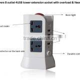 8 Way Tower Universal Outlet 250v ac Power Extension Socket With USB thumbnail-4