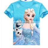 Frozen summer T-shirt, printed elsa, hot sale frozen t-shirt for kids