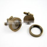 14mm brass bronze round bezels base tray setting photo frame cuff links,custom photo cufflinks,wedding cuff link blank 1500012