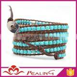 Guangzhou Factory Direct Handmade DIY Turquoise Bead Wholesale Leather Wrap Bracelets thumbnail-2