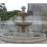 Yellow Granite Column Water Fountain With Swan thumbnail-4