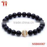 8mm Black Natural Matt Onxy Beads Lion Head Charm Bracelet, Most Popular Stainless Steel Jewelry Bracelet for Men thumbnail-2
