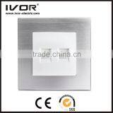 2016 new design IVOR aluminum 1 Gang TV socket with 1 Gang LAN Electric Socket Switch