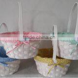 Easter/Spring Wooden Basket With Colorful Cloth thumbnail-1