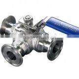 Stainless Steel Clamped Three Ways Ball Valve thumbnail-2