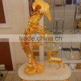 Antique Copper 24K Gold Plated Peacock Floor Lamp Clock, Peacock Hanging Floor Clock thumbnail-6