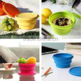 FDA/ LFGB Food Grade Microwave Safe Silicone Folding Bowl With Lid thumbnail-1