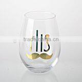 Valentine's Day Gift Stemless Wine Glass, Gold Stemless Wine thumbnail-3