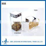 China Supplier Clear Square Glass Spice Jar Double Cap With Metal Lid thumbnail-1
