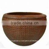 AQH Large Black Clay Pot- Tall Dark Clay Pot- Giant Outdoor Pots thumbnail-1