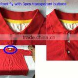 Embroidred LOGO 3pcs Transparent Front Fly Buttons 50% Polyester 50% Cotton Red T Shirt thumbnail-2