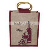 Strong Bag for Three Wine Bottles Jute Bag With Window -promotional Wholesale Custom Three Bottle Wine Bag thumbnail-1