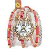 Wholesale Crystal Around Leather Strap Ladies Bracelet Watch Ladies Bracelet Wrist Watch thumbnail-2
